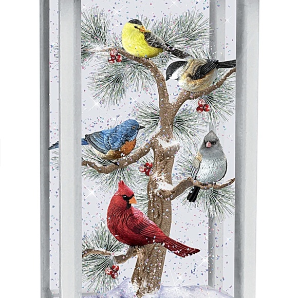 The Bradford Exchange Songs of The Season Illuminated Snowglobe Songbird Lantern - Picture 2 of 4
